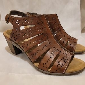 Reiker Brown Leather Cutout Women's Sandals